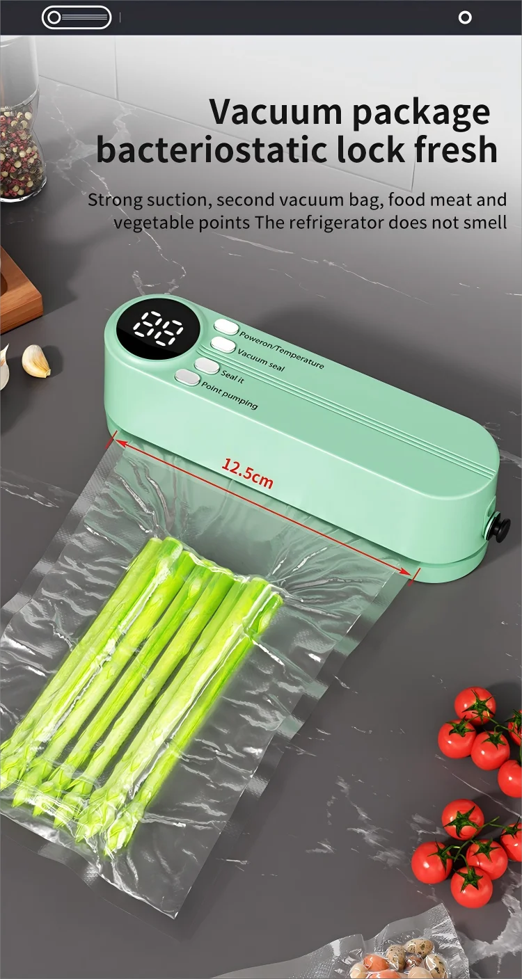 2-in-1 Vacuum Sealer with USB-Rechargeable Portable,with 3 modes vacuum sealant, for fruits, meat, etc. to keep fresh