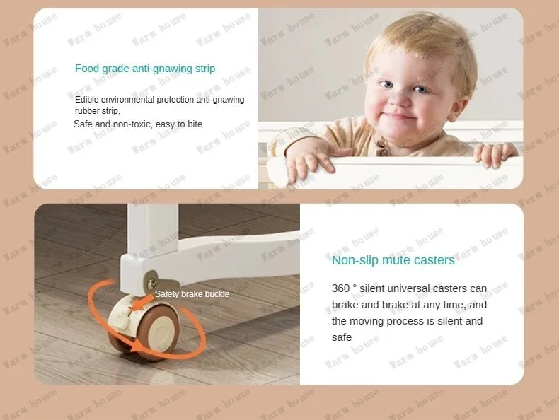 Solid wood spliced crib Multifunctional European style children's bed Movable newborn cradle large bed Baby Rest Chair
