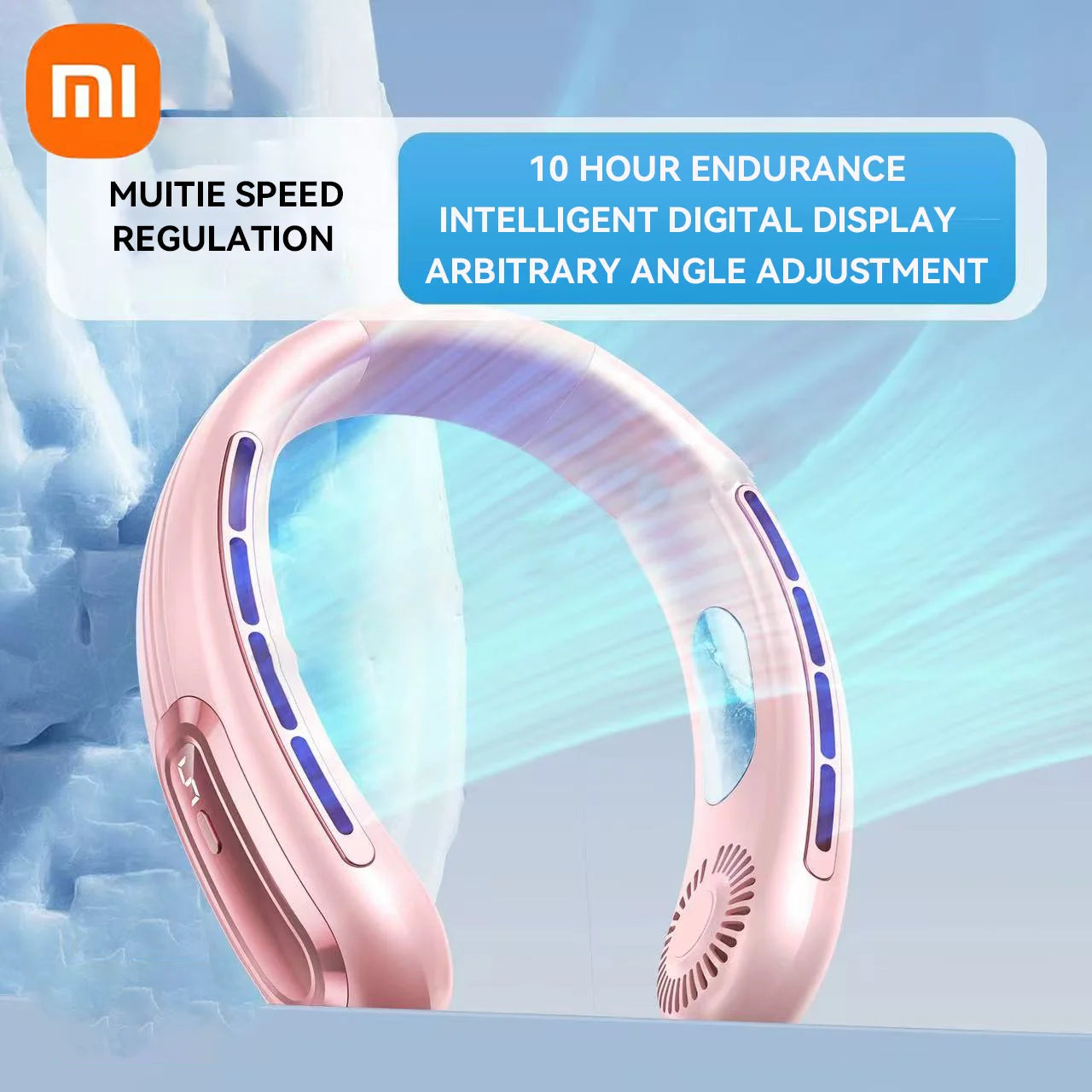 Xiaomi Bladeless Neck Hanging Fan USB Rechargeable Cooler Fan 5 Speed Bladeless Design Outdoor Sports Use