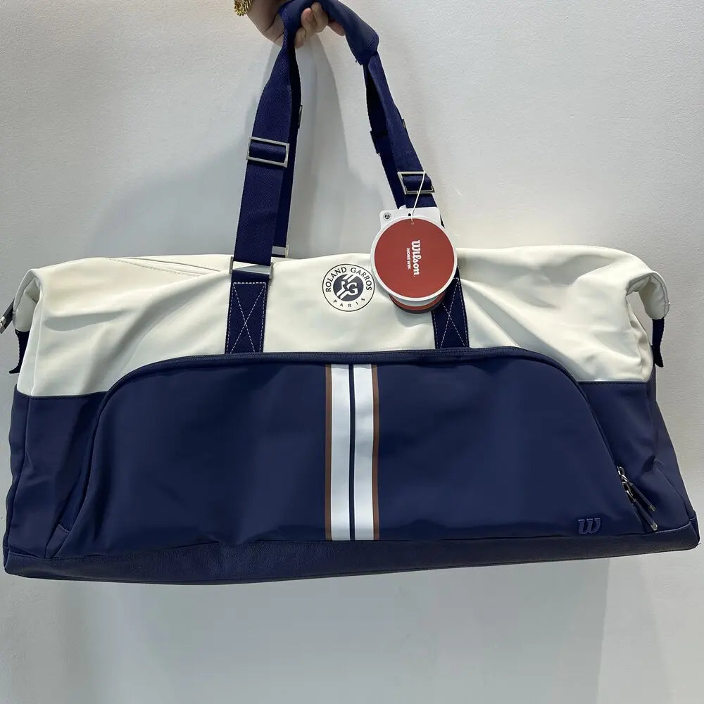 Wilson 2023 Navy 4-6pcs Tennis Racket Bag Super Tour Nylon Large Tennis Bag for 6 Racquets With Two Compartment