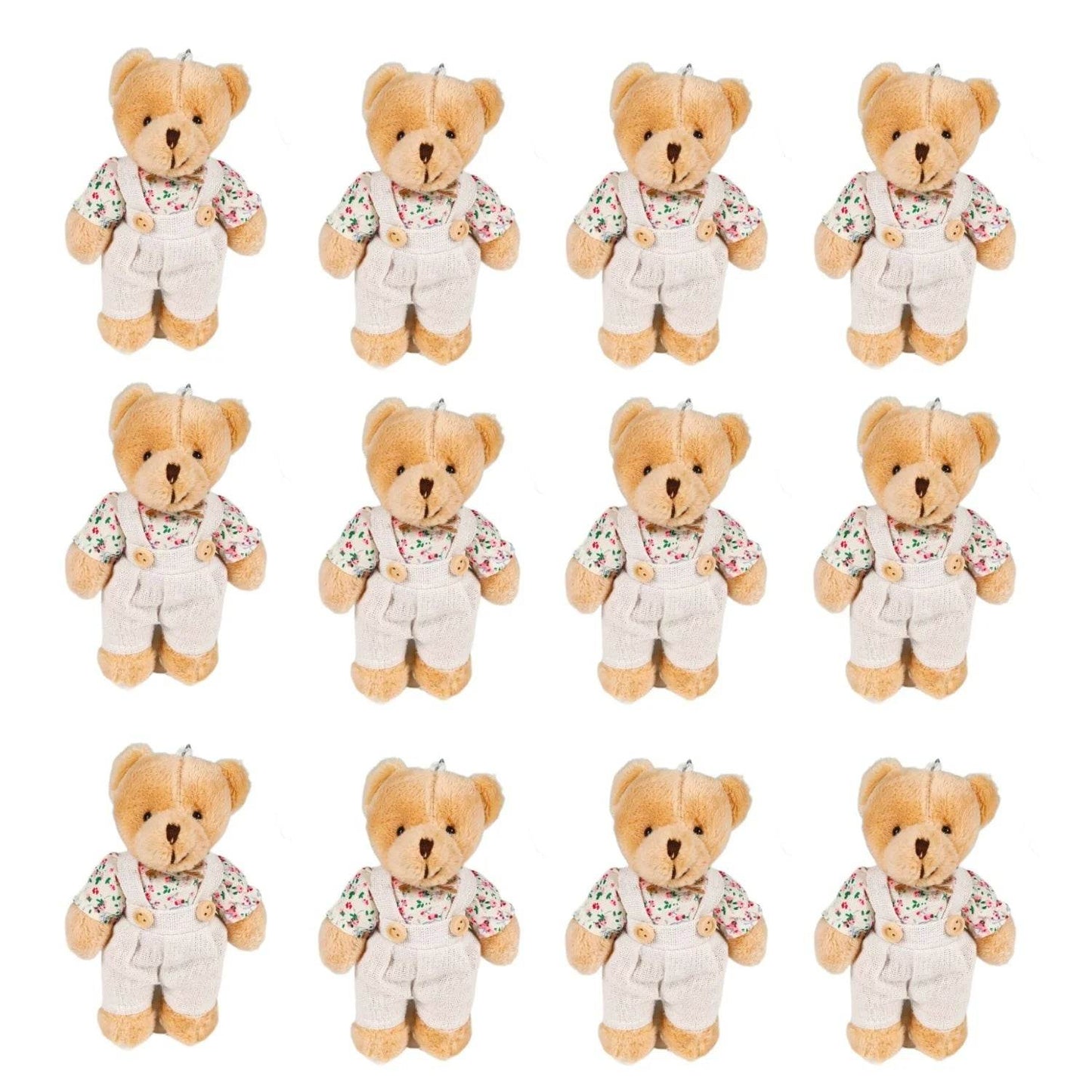 12-48PCS Mini Bear Stuffed Animal Toys Bulk 10cm Soft Plush Bears with Burlap Clothes for Baby Shower Birthday Party Decoration - AIAZ