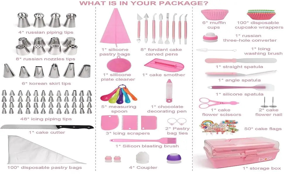 359PCs Cake Decorating Baking Supplies Kit, Baking Set with 66 Piping Tips, Icing Bags and Tips Set for Beginners,Baking Tools