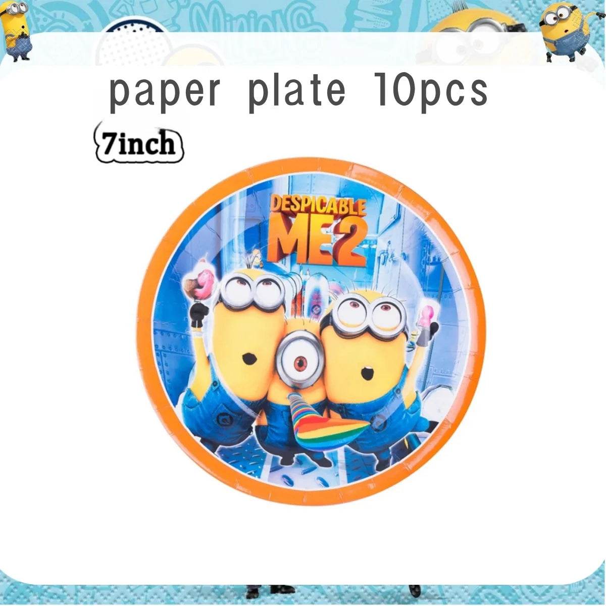 Big Eye Yellow Man Birthday Party Supplies Set - Disposable Tableware Tablecloth Plate Cup Balloon for Boys & Girls Baby Shower - AIAZ