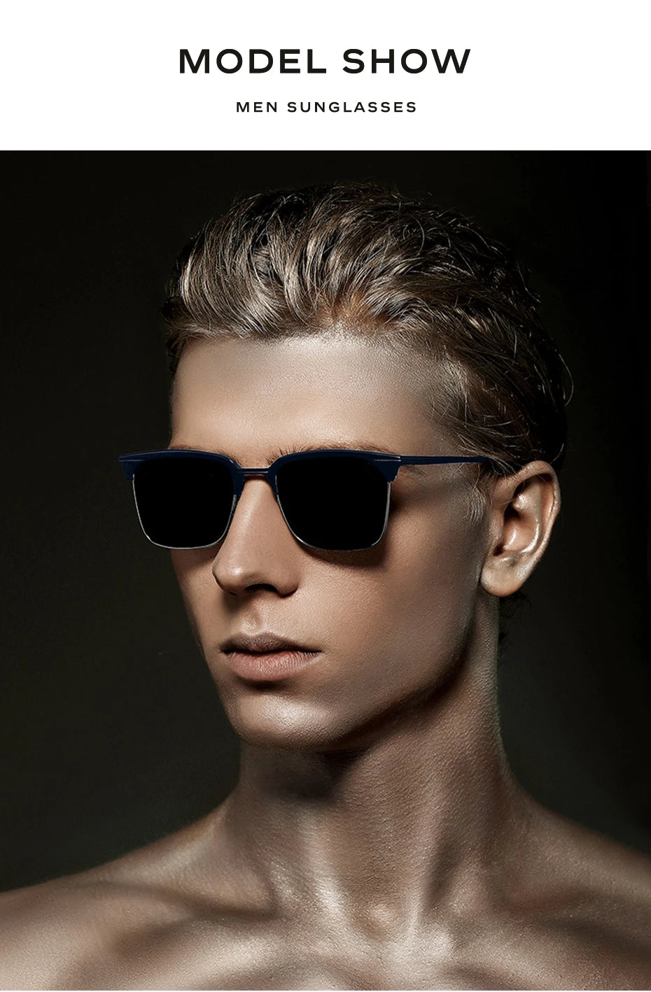 CAPONI Polarized Sunglasses For Men Fashion Pure Ttanium Eyewear Retro Trendy Brand Design Sun Glasses for Driving Shades BS1905