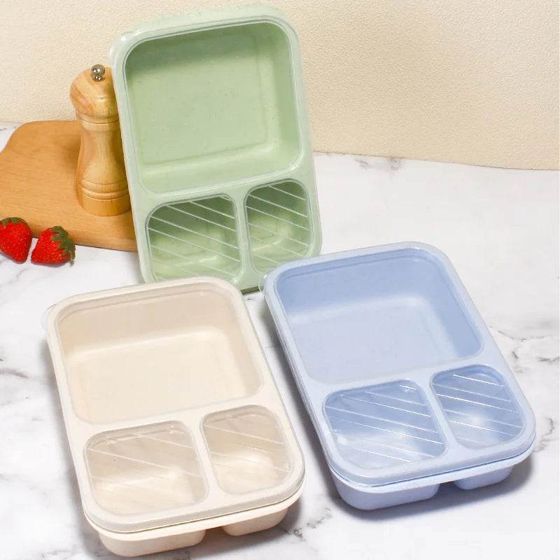 Wheat Straw Lunch Box Divided Into Compartments Insulated Lunch Box With Lid Square Lunch Box Portable Lunch Box - AIAZ
