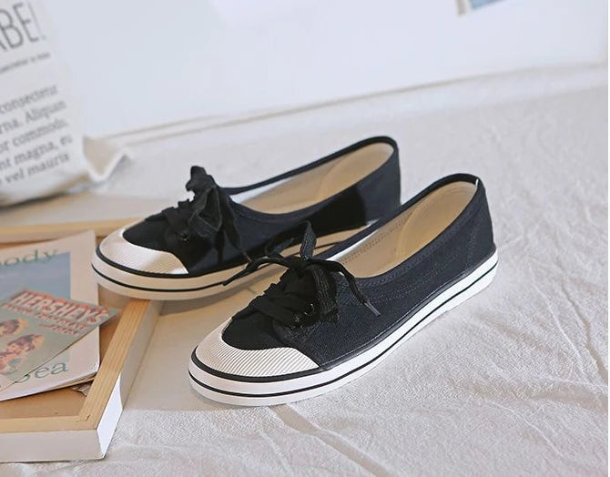 Shoes For Women Flat Canvas Lace Up Woman Footwear White Comfortable And Elegant Stylish Low Price Daily Routine 39 Sale A
