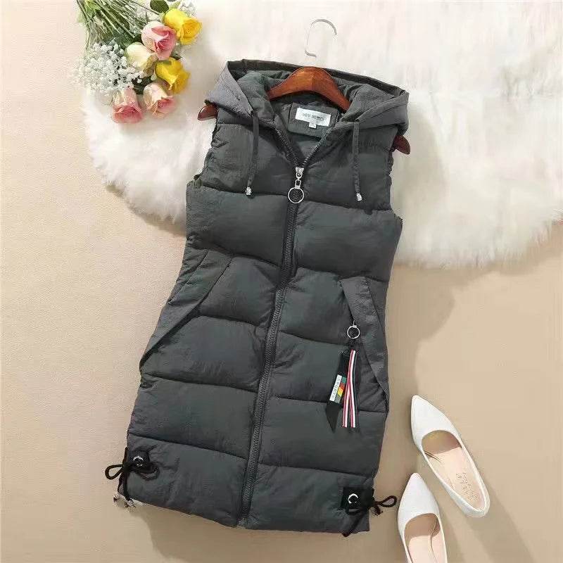 Autumn Women Vest Winter Puffer Parkas Coat 2023 New Casual Pocket Hooded Waistcoat Female Sleeveless Jacket Outerwear - AIAZ