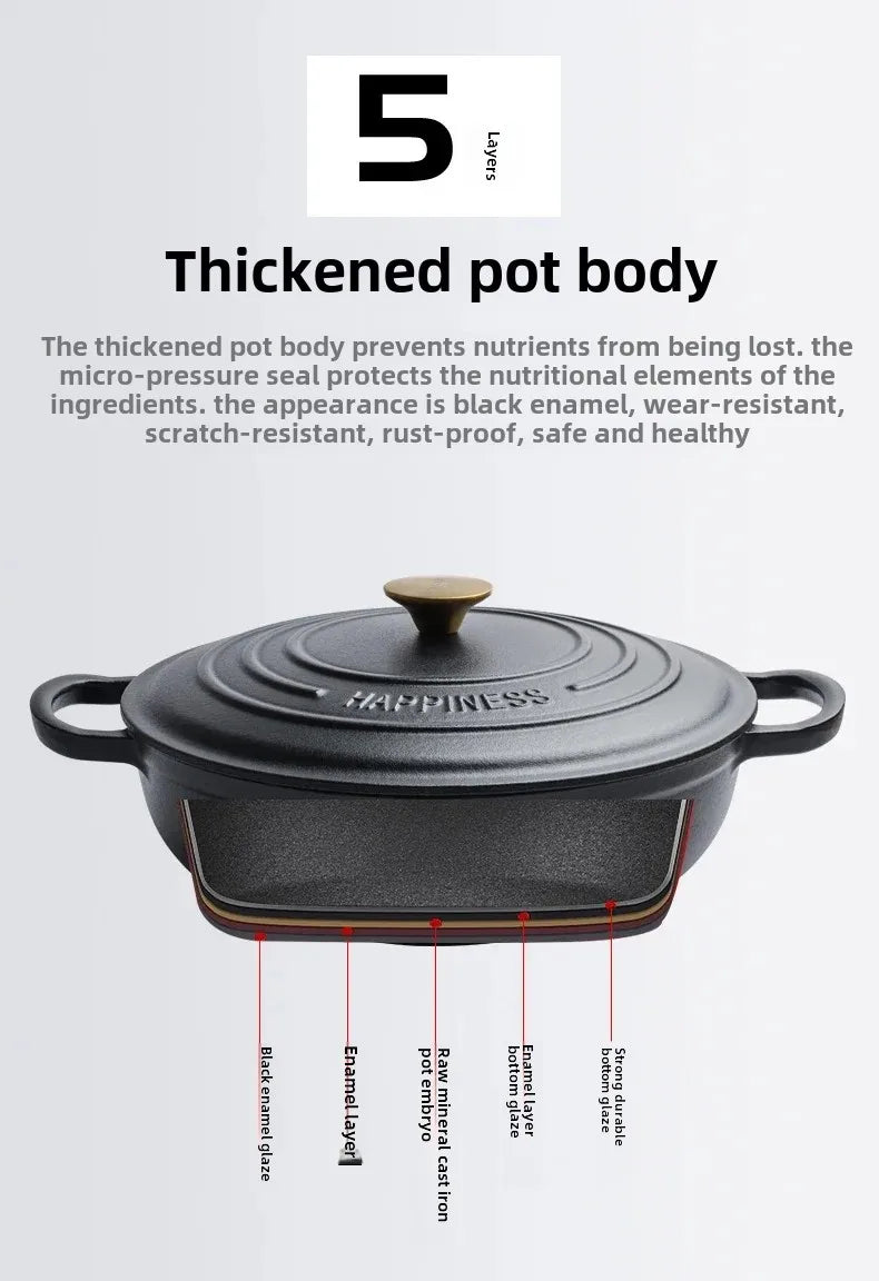 Rushed 30cm Kitchen for Queen's Pot Enamel Cast Iron Multi Functional Non Stick Stewed Pork and Chicken Soup Household Cookware