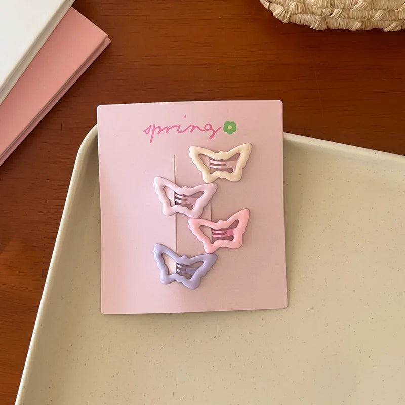 4pcs/set Cute Colorful Geometric Mini Hair Clips For Girls Sweet Hair Ornament Hairpins Barrettes Kids Lovely Hair Accessories