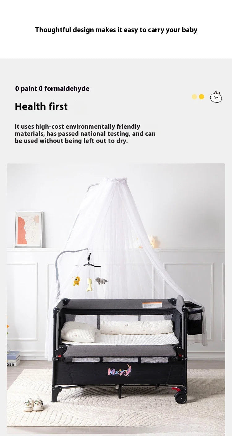 Multi Functional Newborn Bassinet Convertible Rocking Bedside Sleeper with Foldable Design, Universal Sleeping Crib for Babies