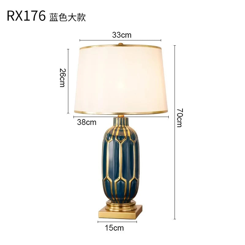 Chinese Black Ceramic Desk Lamp Nordic Modern Luxury Living Room Bedroom Bedside Study Table Lamp Atmosphere Sense Decoration