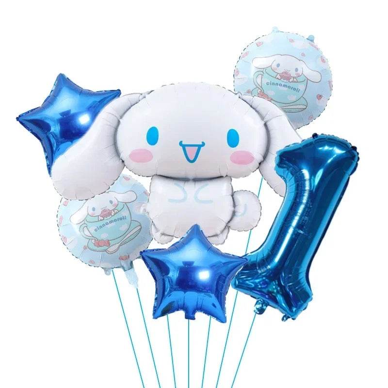 6pcs Cartoon Sanrio Cute Kuromi My Melody Cinnamoroll Foil Balloon 32 inch Number Set Children's Birthday Party Decorative Toys - AIAZ