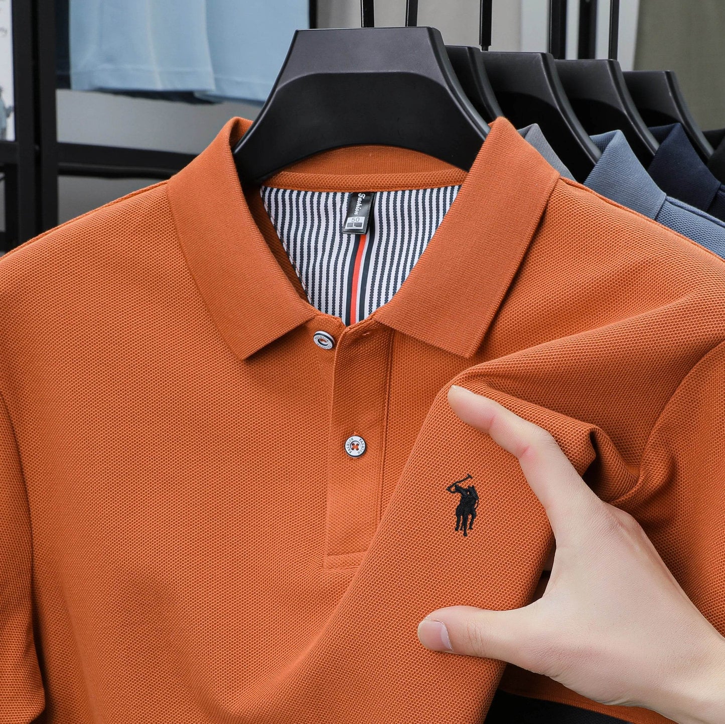 100% pure cotton summer new fashionable men's shortsleeved luxury customized business polo shirt exquisite embroidery Tshirt top - AIAZ