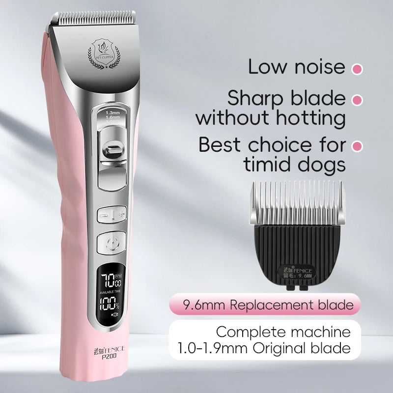 Fenice New Upgrade 5000mA Capacity Cordless LCD Screen Pets Dog Grooming Clippers Rechargeable Haircut Shaver for Trimming Salon