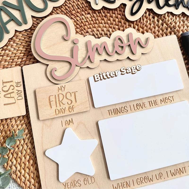 Personalised First and Last Day of School Signs Back To School Photo Props First Day of School Plaque - AIAZ