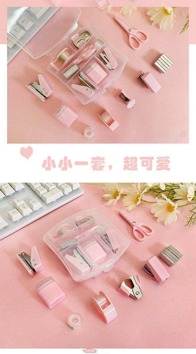 Makaron Mini School Supply Kits Mini Office Supply Kits, Includes Mini Stapler,Scissors, Staple Remover, Staples, Tape Dispenser - AIAZ