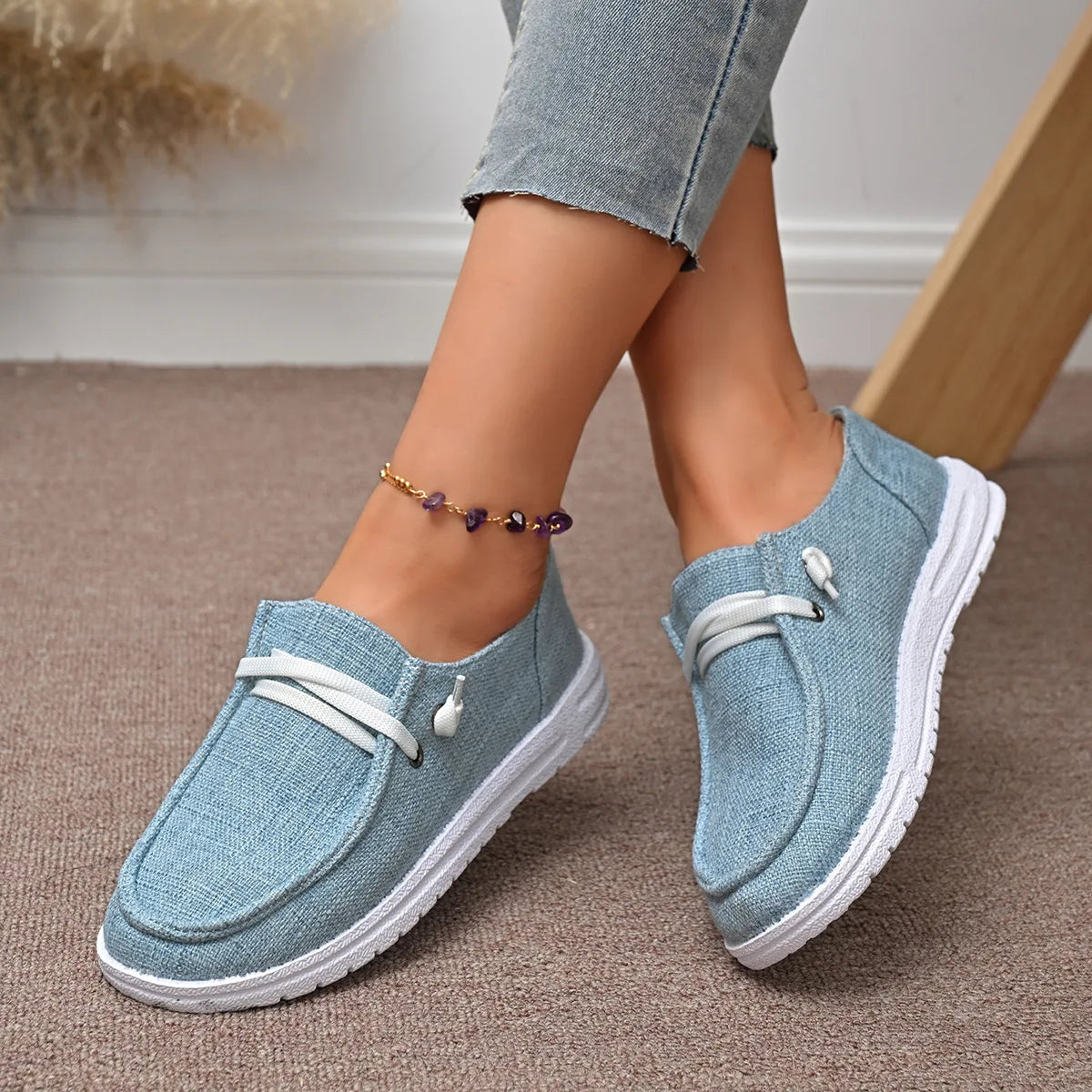 Lightweight Women Canvas Shoes Women Casual Sneakers Breathable Loafers Comfortable Solid Color Soft Sole Shoes Designer Shoes