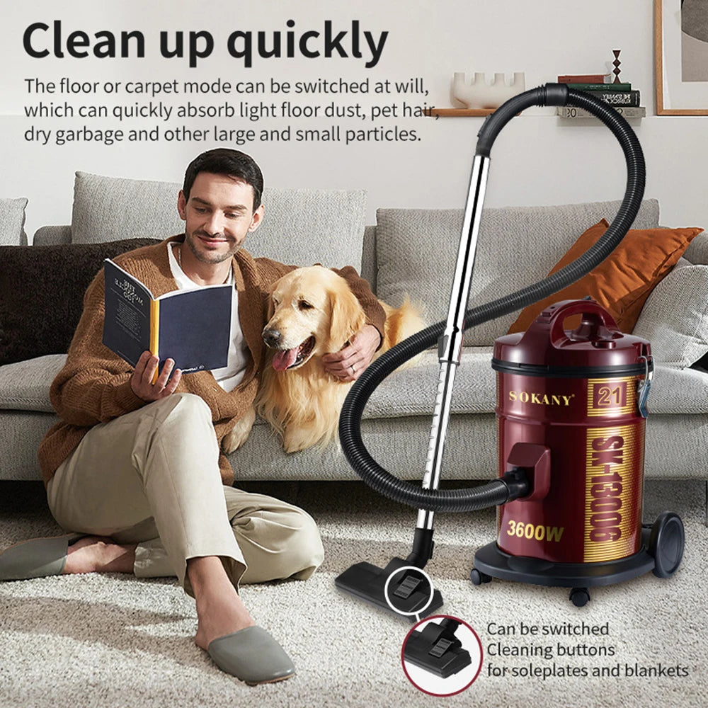 1600W Electric Dry Vacuum Cleaner Large Capacity Strong Suction Power Household Multi-function Cleaner Household Appliances