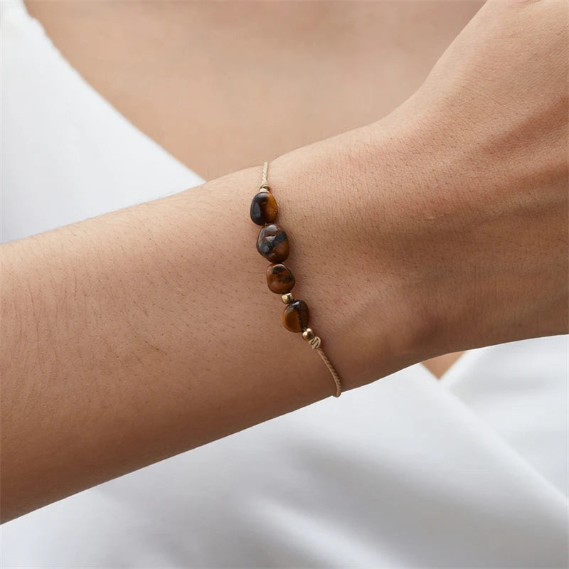 12 Zodiac Signs Woven Card Paper Bracelet for Women Men Minimalist Natural Stone Handmade Braided Bracelet Friendship Jewelry