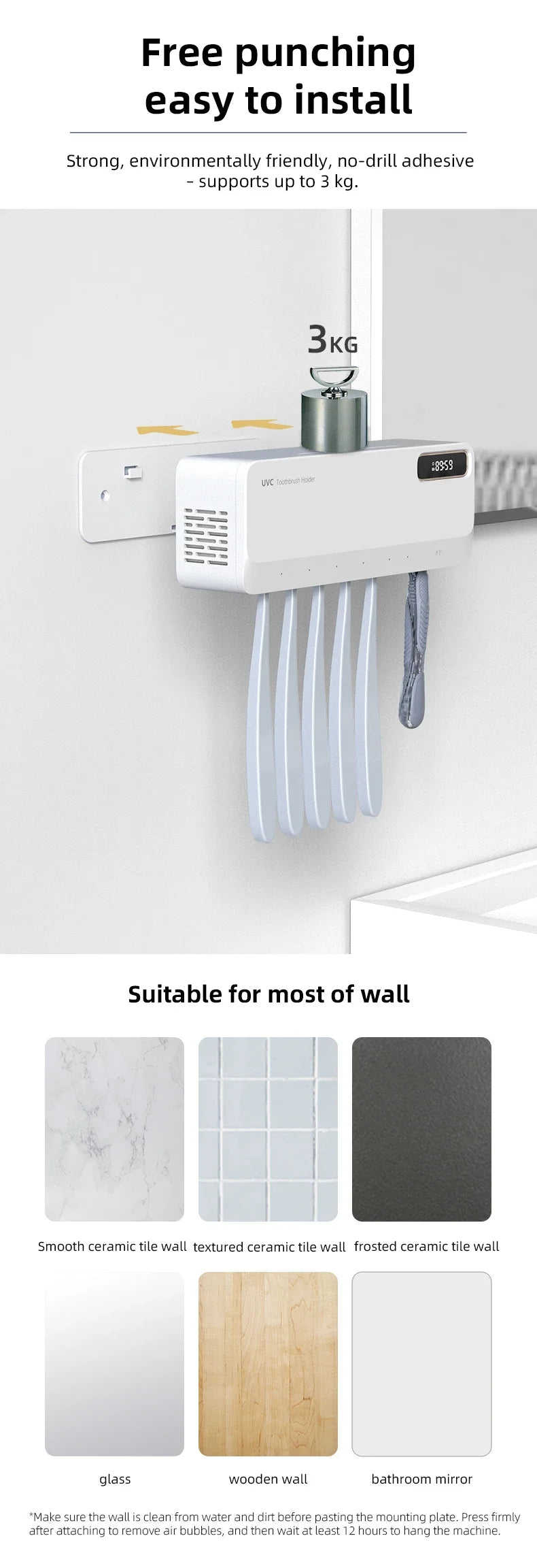 Xiaomi UV Toothbrush Sterilizer Razor Storage Rechargeable Rapid Warm Air Drying Wall-mounted Toothbrush Sterilizer Holder New