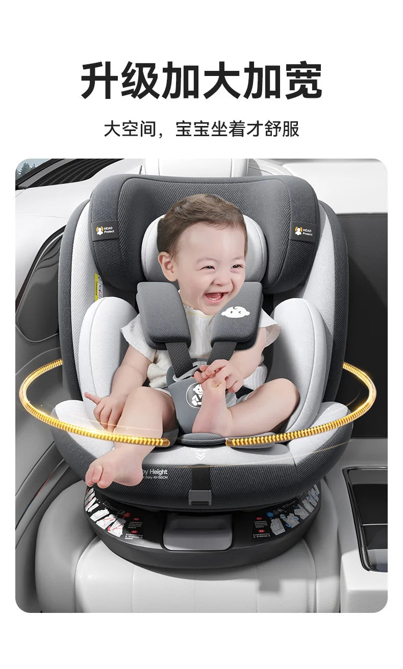 360°Rotating Baby Car Seat 0-12Yrs ISOFIX Child Safety Seat 5-Point Harness Lie-Flat Infant Carrier with Side Impact Protection