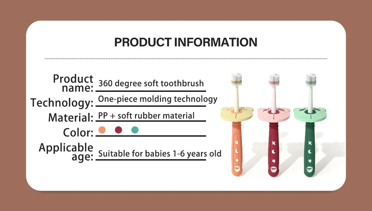 360 Degree Baby Children Toothbrush 1-6 Years Child Toothbrush Soft Baby Silicone Teether Brush Kids Teeth Oral Care Cleaning