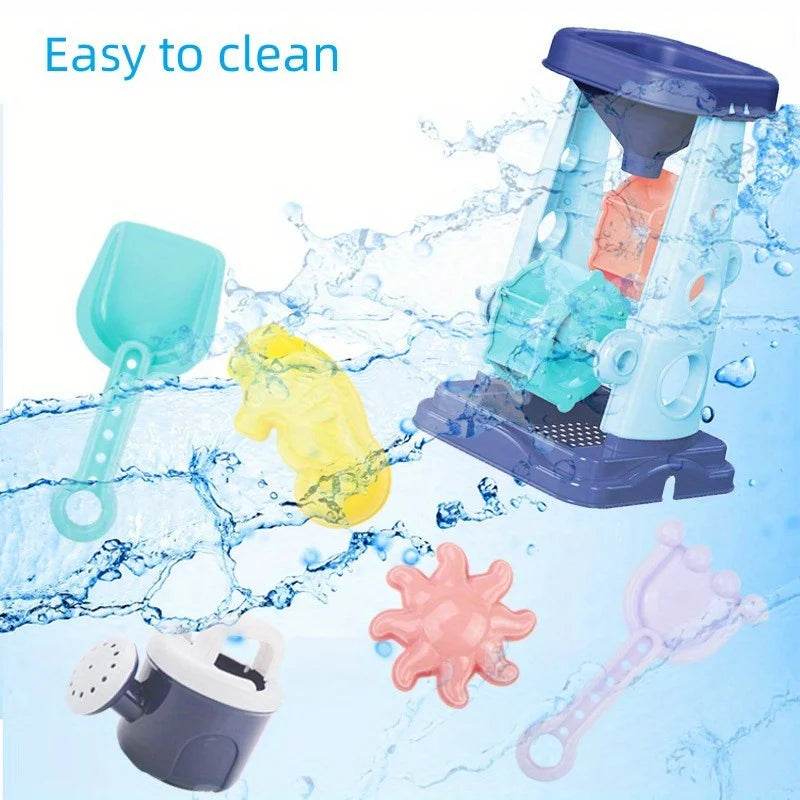 Beach Toy Set for Kids Sand Wheel Sand Bucket Scooter Shovel Rake Sailboat Hourglass Cute Molds Summer Outdoor Sandbox Sand Toys - AIAZ