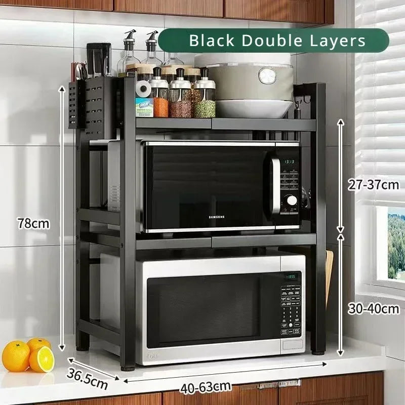 Household Multi-layer Width and Height Adjustable Storage Rack Kitchen Rust Proof Thickened Stable High Load-bearing Reset Rack