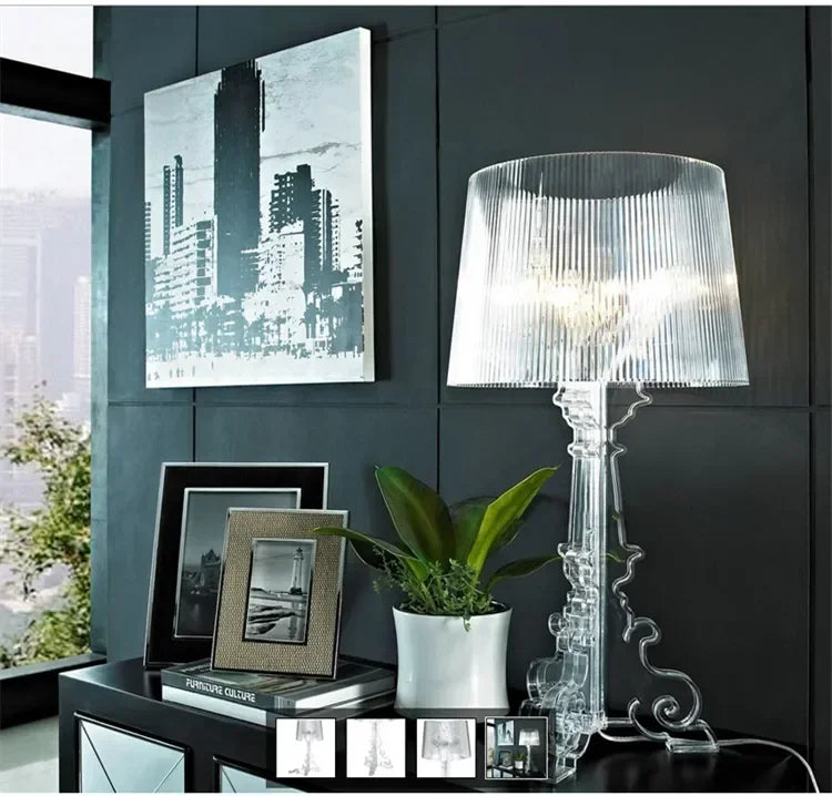 Baroque Ghost Shadow Desk Lamp Decorative Lighting for Living Study Room Bedroom Acrylic Transparent Table Lamps Room Decor