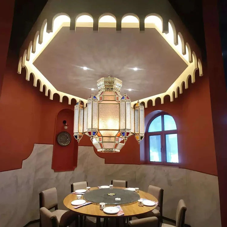 Arabic French Moroccan Style Best-Selling Chandelier - American Retro Southeast Asian Colorful Glass Lighting