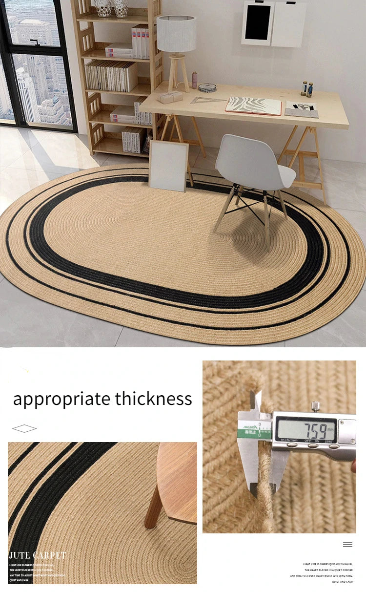 Living Room Carpet Home Decoration Natural Jute Hand Woven Bedroom Rug Fashion Minimalism Wear-resistant Durable Breathable Mat