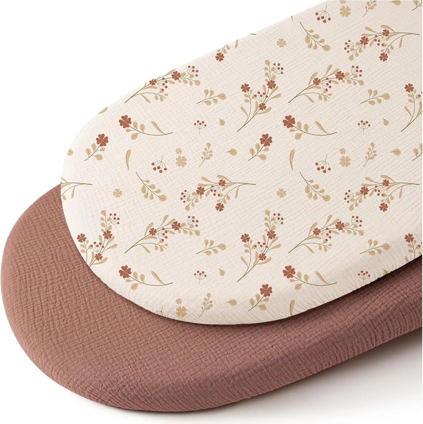2 Pcs Baby Crib Sheets Breathable Cotton Universal Fit Solid Printing Color Bassinet Infant Bedding Fitted Sheet Sets