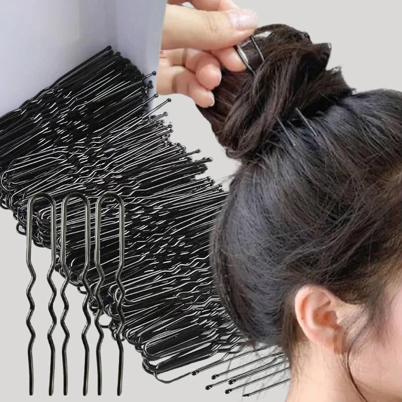 5/6/7cm Black Hair Clips U-Shaped Bobby Pin Invisible Wavy Hairpin Hairstyle Styling Metal Hair Grip Barrette Hair Accessories
