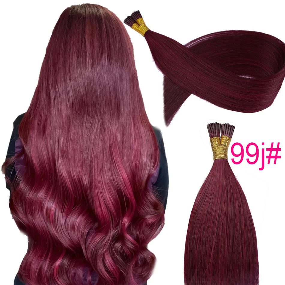 I Tips Virgin Hair Extensions 27# For Black Women 100% Remy Bulk Hair I Tip Natural Hair Extensions Straight Natural Fusion 613#
