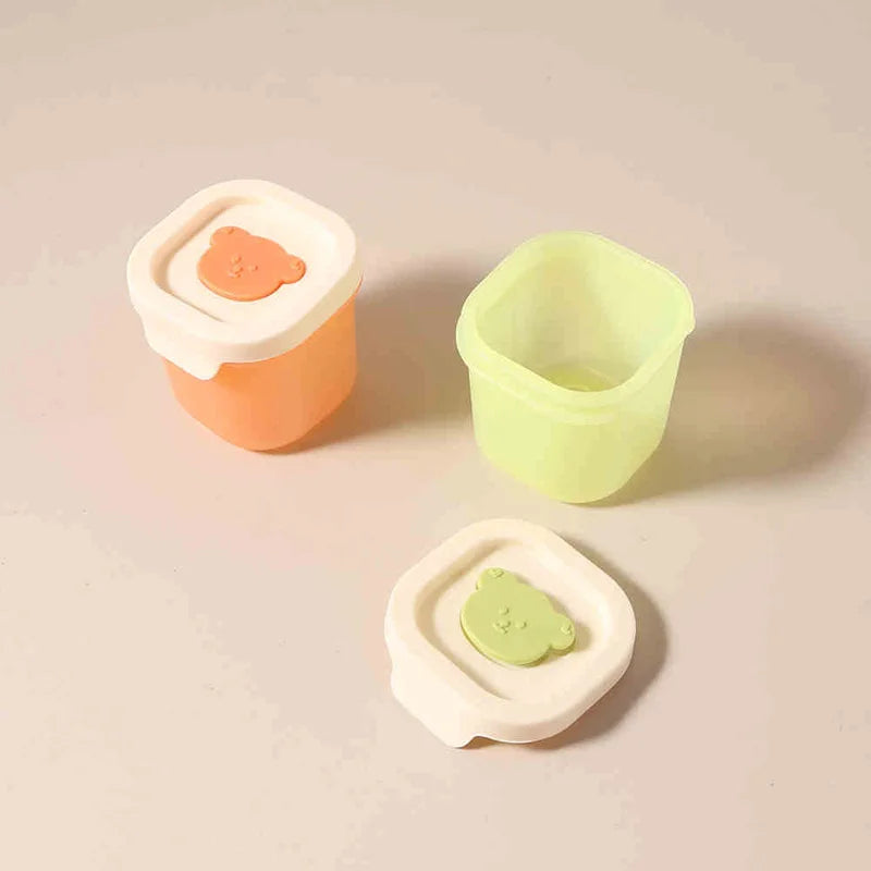 Baby complementary food box storage frozen compartment baby bear silicone mold complementary food packaging box