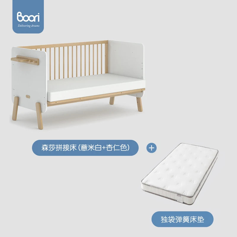ZZ Splicing Bed Children's Seamless Bedside Bed Widened Crib Adjustable High Guardrail Bed