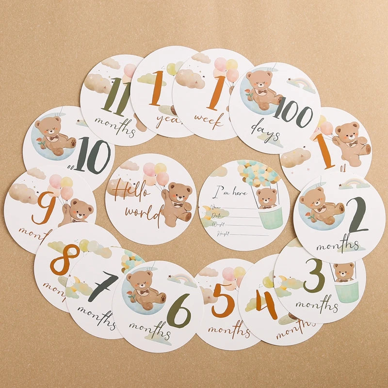 Newborn Milestone Cards Paper Number Monthly Memorial Milestone Photo Cards Commemorative Baby Birth Baby Photography Props