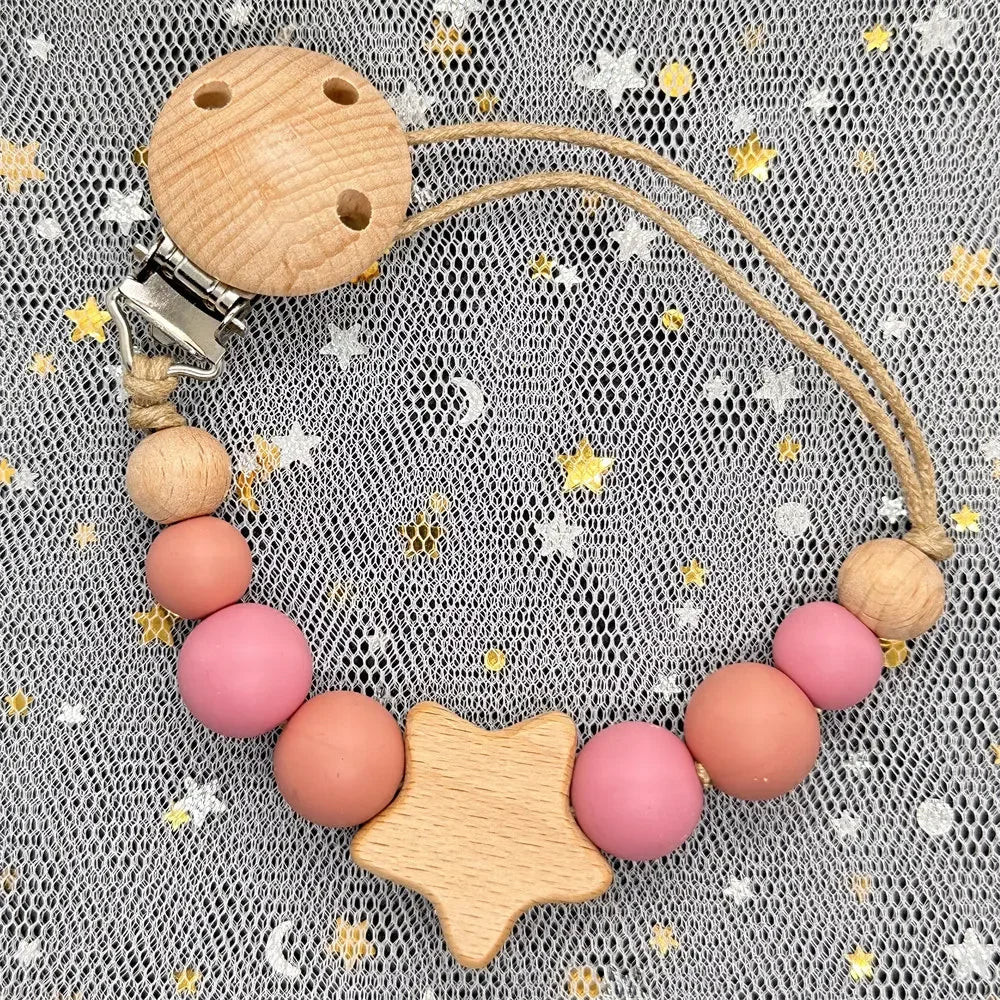 Custom Personalized Name Baby Pacifier Clip Bear Pacifier Chain Holder for Baby Teething Soother Chew Toy Food Grade Dummy Clips