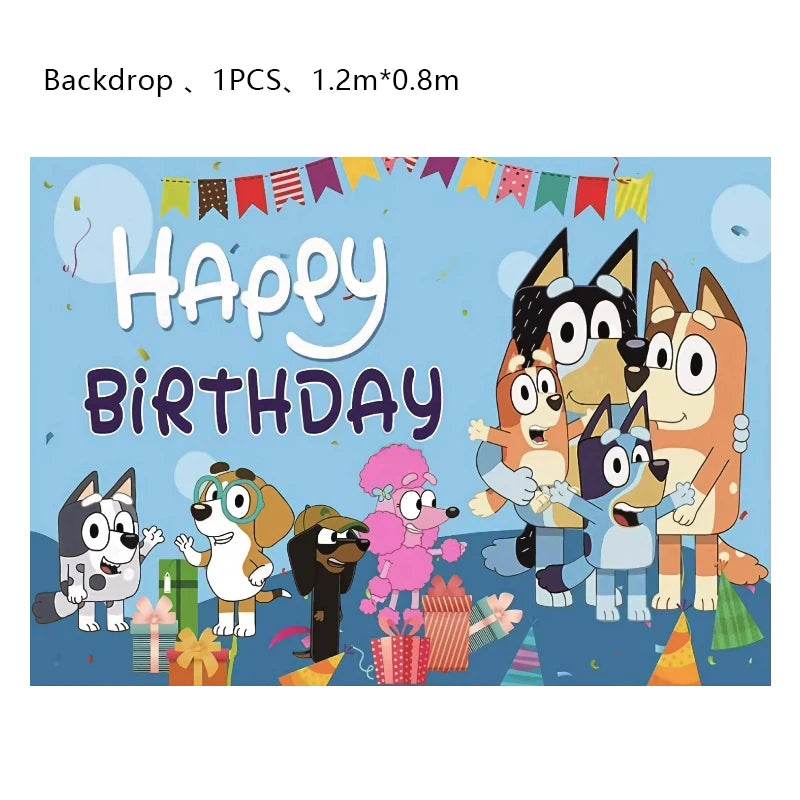 New Bluey Birthday Party Decoration Latex Balloons Bingo Aluminum Film Balloon Disposable Tableware Kids Event Supplies Backdrop - AIAZ