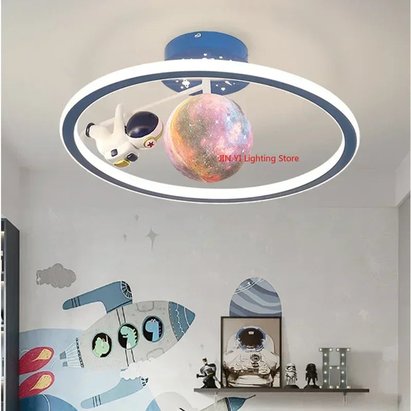 Cartoon Unicorn Bedroom Light Creative Astronaut Pendant Light Simple Children's Room Light Eye Protection Stepless Dimming