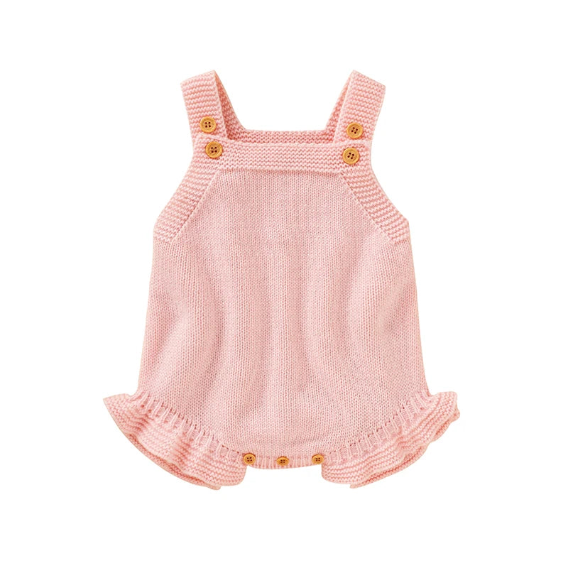 Knitted Acrylic Spaghetti Straps Sleeveless Baby Girls Summer Rompers Portable Infant Jumpsuit Toddler Bodysuit For 0-18 Months
