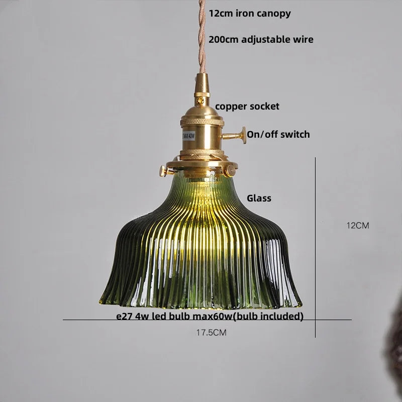 IWHD Nordic Modern LED Pendant Lights Coffee Living Room Balcony Green Glass Copper Knob Switch Hanging Light Fixture Luminaira