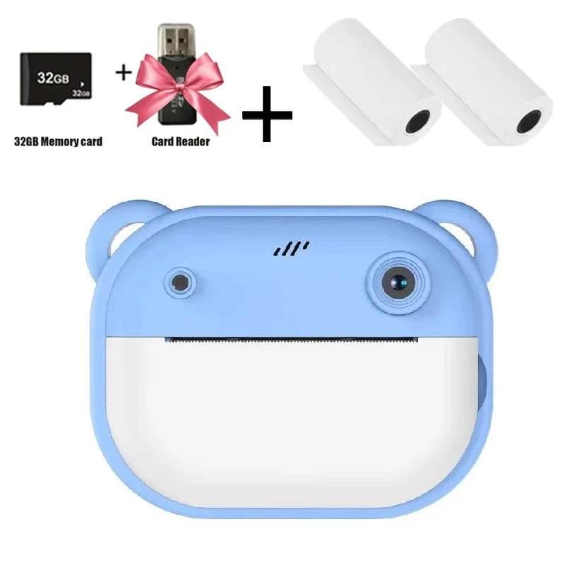 Children Digital Camera Instant Print for Kids Thermal Print Camera Instant Photo Printing Camera Video Toys+32G Memory Card - AIAZ