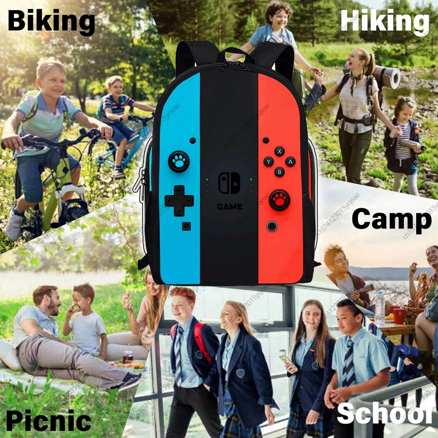 Back To School Game Console Pattern DIY School Bag for Primary and Secondary Students Lunch Bag Pen Bag Shoulder Bag Three Sets - AIAZ