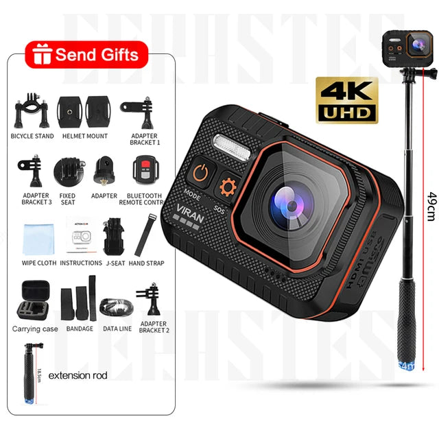 4K Action Camera 4K60FPS With Remote Control Screen Waterproof Sport Camera drive recorder Sports Camera Helmet Action Cam