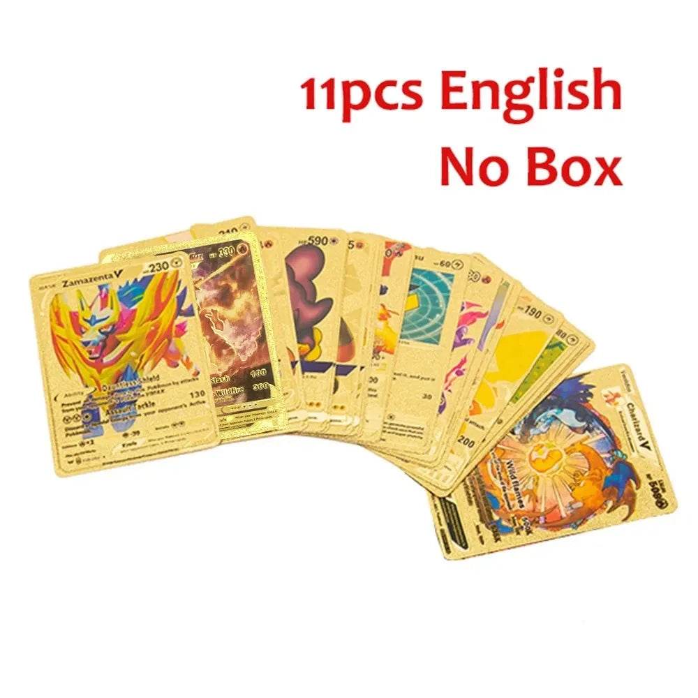 Pokemon Cards Vmax GX Gold Foil Flash Card English Spanish Colorful Pikachu Charizard French German Game Battle Collection Cards - AIAZ