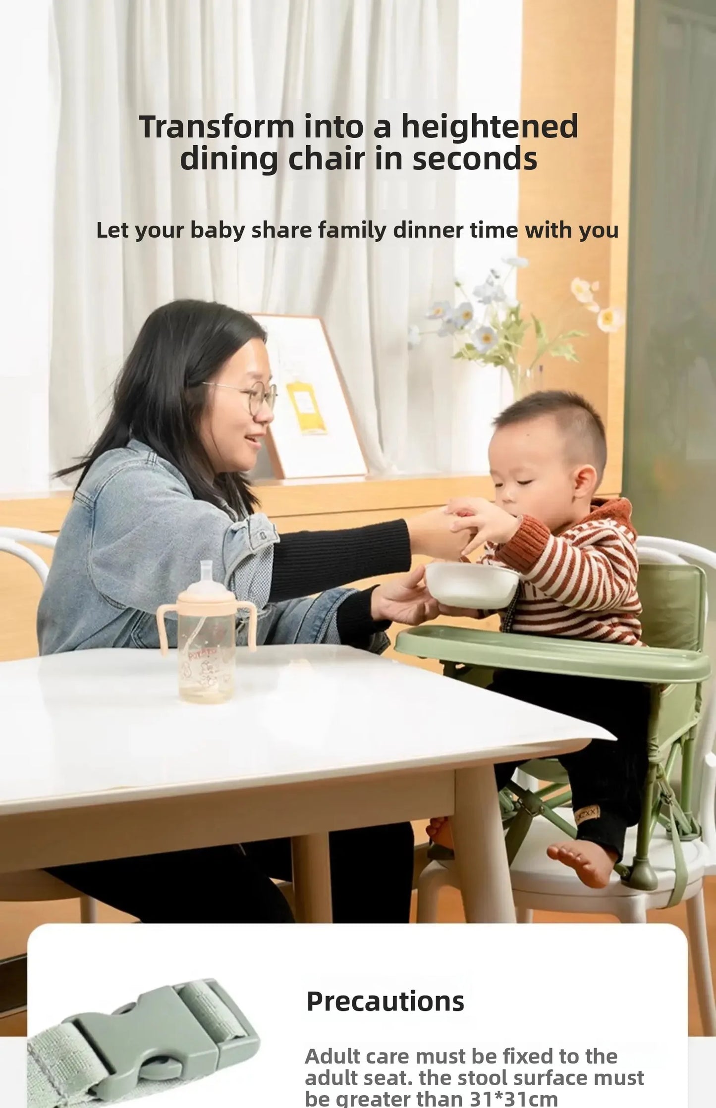 Foldable Baby Highchair with Anti-Slip Seat-Multi-Functional Feeding Chair for Outdoor Easy-Clean Portable Design for Beach