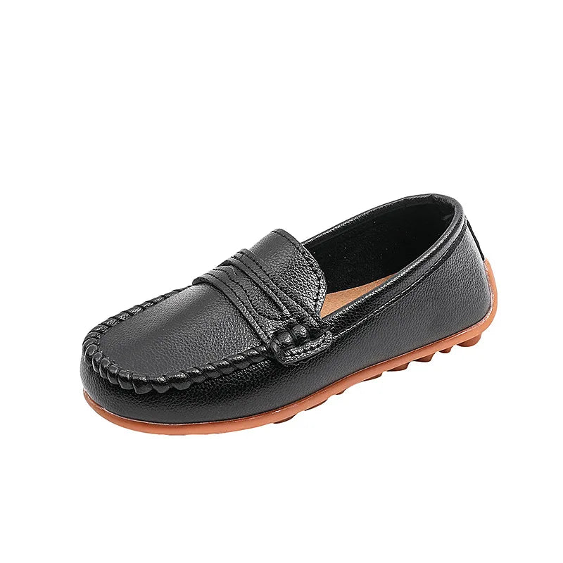 Boys Shoes Spring Autumn Kids Oxfords Boys Slip-on Flats Soft PU Leather Shoes Toddler Black White Loafers For Boy