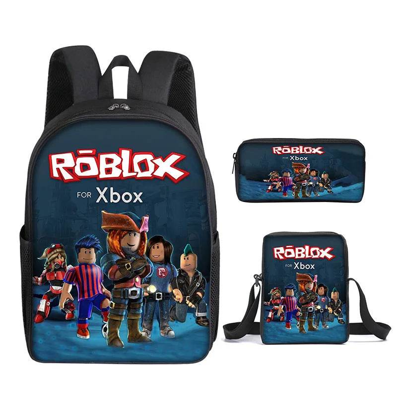 Game ROBLOX Student Backpack Korean Version Primary and Secondary School Backpacks Ins Fashion Trend Backpack Three Piece Set - AIAZ