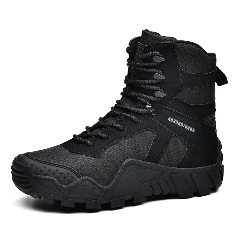 Outdoor Hiking Shoes Men Casual Combat Boots Men Breathable Wear-resistant Anti-slip Flat Comfortable High-top Boots Men